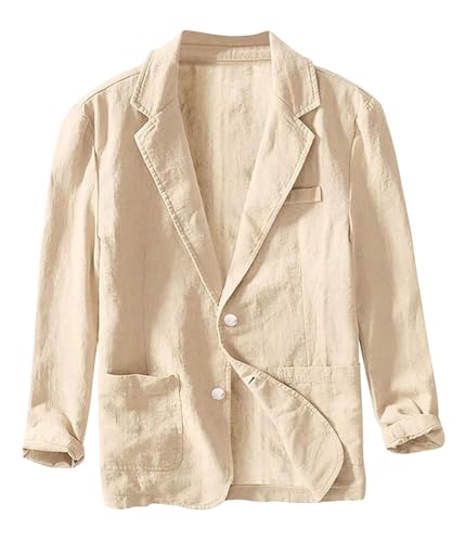 ORANDESIGNE Herren Leinen Sakko Blazer Sommer Freizeit Anzugjacke Zwei Knopf Leichte Sportmäntel Slim Fit Leinen Jacke Leisure Blazer A Khaki 3XL ORANDESIGNE Herren Leinen Sakko Blazer Sommer Freizeit Anzugjacke Zwei Knopf Leichte Sportmäntel Slim Fit Leinen Jacke Leisure Blazer A Khaki 3XL von ORANDESIGNE