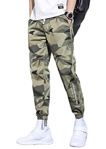 ORANDESIGNE Herren Mehrere Taschen Lässige Cargohose Techwear Hosen Hip Hop Jogger Tapered Hosen Schnalle Riemen Jogginghose Streetwear Punk Hose I Grün L von ORANDESIGNE