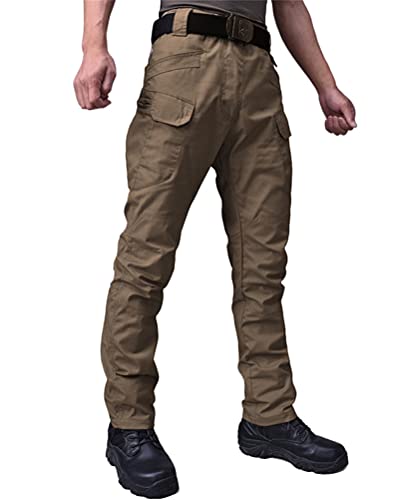 ORANDESIGNE Herren Militär Taktische Hosen Cargohose Outdoor Hose Männer Combat Hose mit Vielen Taschen Stretch Ranger Hose Arbeitshose für Jagd Wandern Camping A Braun 3XL von ORANDESIGNE