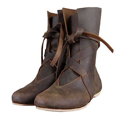 ORANDESIGNE Herren Mittelalter Schuhe Stiefel Piratenstiefel Für Halloween Und Motto-Partys A Braun 37 EU von ORANDESIGNE