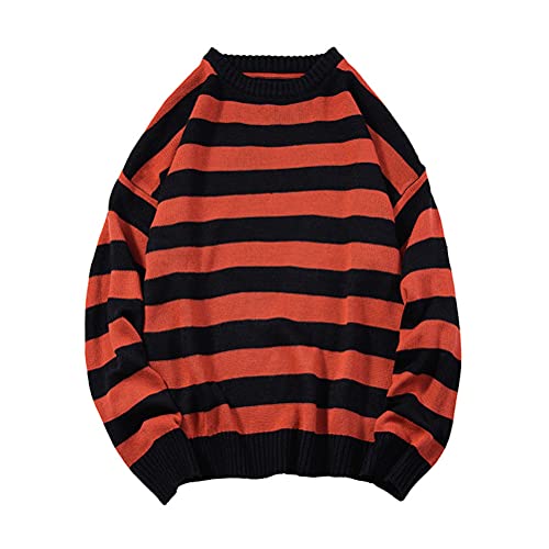ORANDESIGNE Herren Oversize Gestreifter Strickpullover Autumn Winter Lässiger Rundhals Langarm Patchwork Pullover Unisex Männer Frauen Pulli Adolescent Harajuku Gestrickte Oberteile A Rot Schwarz XS ORANDESIGNE Herren Oversize Gestreifter Strickpullover Autumn Winter Lässiger Rundhals Langarm Patchwork Pullover Unisex Männer Frauen Pulli Adolescent Harajuku Gestrickte Oberteile A Rot Schwarz XS von ORANDESIGNE