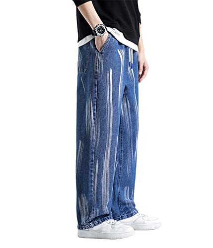 ORANDESIGNE Herren Patchwork Jeans Casual Relaxed Fit Jeanshose Denim Hosen Baggy Hip Hop Jeans Hose mit Weitem Bein Straight Leg Vintage Color Block Streetwear I Blau XL ORANDESIGNE Herren Patchwork Jeans Casual Relaxed Fit Jeanshose Denim Hosen Baggy Hip Hop Jeans Hose mit Weitem Bein Straight Leg Vintage Color Block Streetwear I Blau XL von ORANDESIGNE