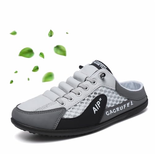 ORANDESIGNE Herren Rückenfrei Sneakers Casual Pantoletten Slip-Ons Sommer Atmungsaktive Weiche Loafers Sport Hausschuhe Gartenschuhe A Grau 42 EU von ORANDESIGNE