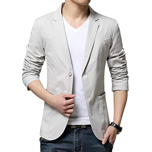 ORANDESIGNE Herren Sakko Baumwolle Slim Fit Männer Blazer Modern Freizeit Sakko Leichte Jackett Sportlich Freizeit Blazer Business Anzugjacke A Beige M von ORANDESIGNE