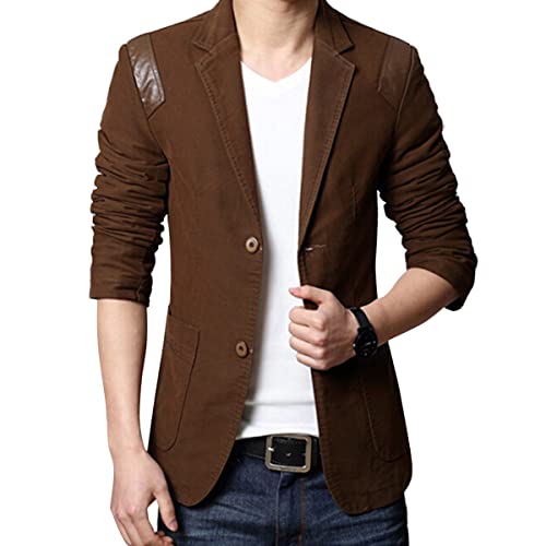 ORANDESIGNE Herren Sakko Baumwolle Slim Fit Männer Blazer Modern Freizeit Sakko Leichte Jackett Sportlich Freizeit Blazer Business Anzugjacke B Braun XL von ORANDESIGNE