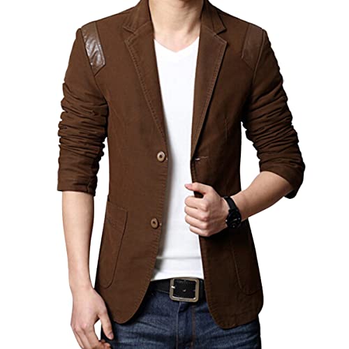 ORANDESIGNE Herren Sakko Slim Fit Einfarbig Modern Anzugjacke Fallendes Revers Hochzeit Party Abschluss Business B Braun XS ORANDESIGNE Herren Sakko Slim Fit Einfarbig Modern Anzugjacke Fallendes Revers Hochzeit Party Abschluss Business B Braun XS von ORANDESIGNE