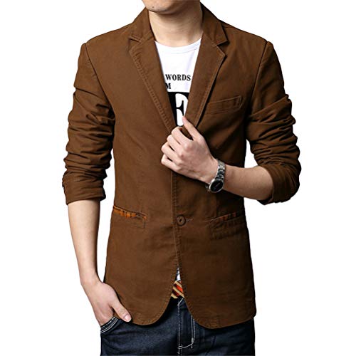 ORANDESIGNE Herren Sakko Slim Fit Männer Blazer Sportlich Modern Slim Fit Freizeit Leichte Jackett Klassisch Reverskragen Blazer Zweiknopf Jacke Kaffee L von ORANDESIGNE