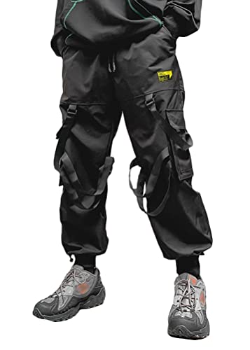 ORANDESIGNE Herren Schwarz Techwear Hose Hip Hop Hose Arbeit Kampf Cargohose Mehrere Taschen Tapered Hosen Schnalle Riemen Jogginghose Punk Hose ZA Schwarz XXL ORANDESIGNE Herren Schwarz Techwear Hose Hip Hop Hose Arbeit Kampf Cargohose Mehrere Taschen Tapered Hosen Schnalle Riemen Jogginghose Punk Hose ZA Schwarz XXL von ORANDESIGNE