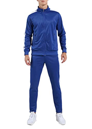ORANDESIGNE Herren Sportanzug Jogginganzug Fitness Jogging Trainingsanzug Sporthose + Hoodie Freizeitanzug Fitnessanzug Gym Basic Jacke Hose Kapuze Sport B Blau S von ORANDESIGNE