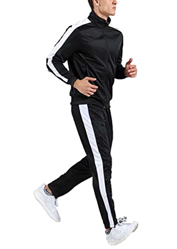 ORANDESIGNE Herren Sportanzug Jogginganzug Fitness Jogging Trainingsanzug Sporthose + Hoodie Freizeitanzug Fitnessanzug Gym Basic Jacke Hose Kapuze Sport B Schwarz S von ORANDESIGNE