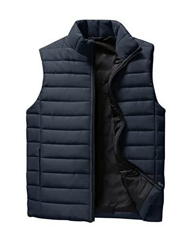 ORANDESIGNE Herren Steppweste Weste mit Reißverschluss Taschen Futter mit Tasche B Dunkelblau XXL von ORANDESIGNE