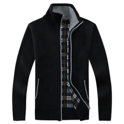 ORANDESIGNE Herren Strickjacke Cardigan Stehkragen Feinstrike mit Reißverschluß und Taschen Pullover Trachtenjacke Gestrickt Pullover Wintermantel Sweatjacke Winterjacke A Schwarz XXL von ORANDESIGNE