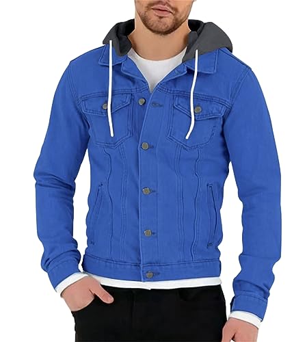 ORANDESIGNE Herren Sweat-Jacke mit Kapuze Vintage Jacke mit Kapuze für Männer Casual Slim-Fit Langarm Freizeit Hoodie Übergangsjacke A Blau S von ORANDESIGNE