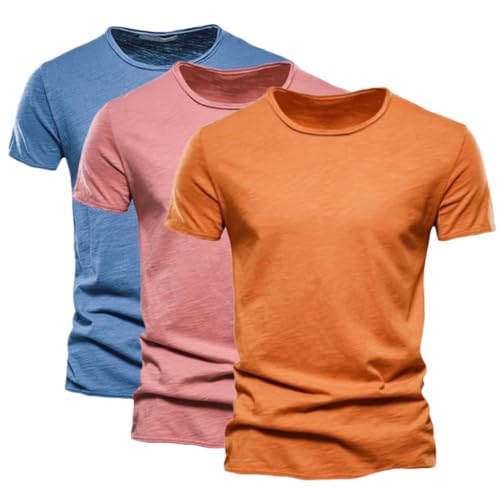 ORANDESIGNE Herren T-Shirt Basic Rundhals 2er/3er Pack Einfarbig Slim Fit Einfarbig Herrenshirt Sommershirt Männer Kurzarm Freizeithemd Casual Leicht Baumwolle Regular Fit T-Shirt B Blau Rot Gelb XL ORANDESIGNE Herren T-Shirt Basic Rundhals 2er/3er Pack Einfarbig Slim Fit Einfarbig Herrenshirt Sommershirt Männer Kurzarm Freizeithemd Casual Leicht Baumwolle Regular Fit T-Shirt B Blau Rot Gelb XL von ORANDESIGNE