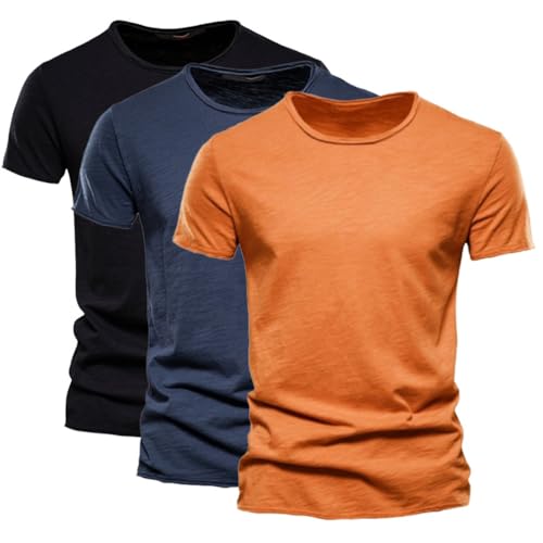 ORANDESIGNE Herren T-Shirt Basic Rundhals 2er/3er Pack Einfarbig Slim Fit Herrenshirt Sommershirt Männer Kurzarm Freizeithemd Casual Leicht Regular Fit T-Shirt B Schwarz Dunkelblau Gelb S ORANDESIGNE Herren T-Shirt Basic Rundhals 2er/3er Pack Einfarbig Slim Fit Herrenshirt Sommershirt Männer Kurzarm Freizeithemd Casual Leicht Regular Fit T-Shirt B Schwarz Dunkelblau Gelb S von ORANDESIGNE
