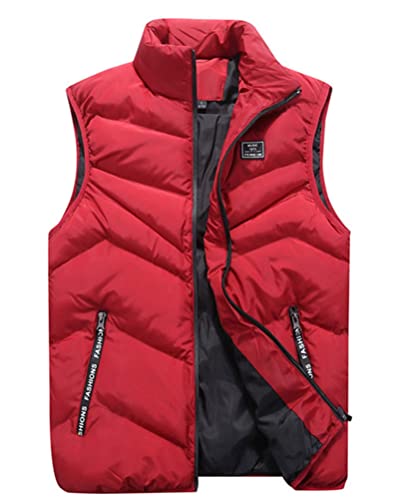 ORANDESIGNE Herren Weste Bodywarmer Steppweste Funktionsweste Outdoor Freizeit Sport Style Mit Stehkragen E Rot L von ORANDESIGNE
