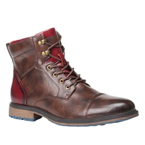 ORANDESIGNE Herren Western Cowboystiefel Vintage Motorradstiefel Winter Männer Leder Kurzschaft Stiefel Unisex Erwachsene Reiterstiefel Arbeitsstiefel 44 EU H Braun von ORANDESIGNE