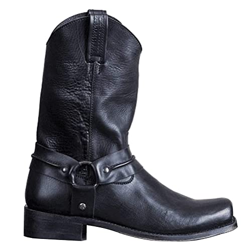 ORANDESIGNE Herren Western Cowboystiefel Vintage Motorradstiefel Winter Männer Leder Kurzschaft Stiefel Unisex Erwachsene Reiterstiefel Arbeitsstiefel A Schwarz 44 ORANDESIGNE Herren Western Cowboystiefel Vintage Motorradstiefel Winter Männer Leder Kurzschaft Stiefel Unisex Erwachsene Reiterstiefel Arbeitsstiefel A Schwarz 44 von ORANDESIGNE
