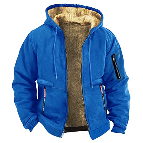 ORANDESIGNE Herren Winterjacke Parka Warm Gefüttert Fleece Innenfutter Hooded Bomberjacke Übergangsjacke Modern Jacke Mit Kapuze Hoodie Sweatjacke Kapuzenpullover Wintermantel Outdoor A Blau L von ORANDESIGNE