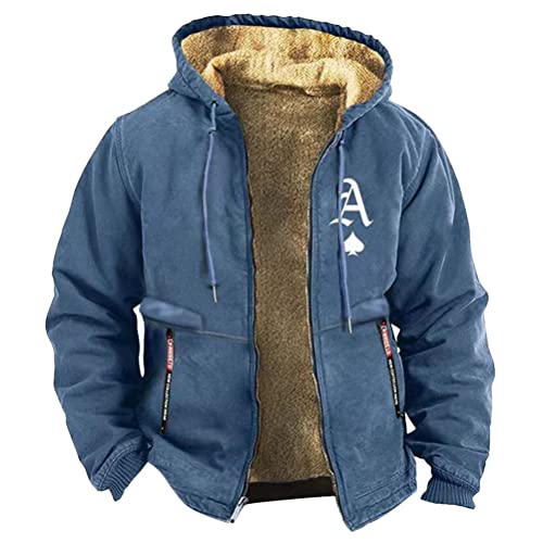 ORANDESIGNE Herren Winterjacke Parka Warm Gefüttert Fleece Innenfutter Hooded Bomberjacke Übergangsjacke Modern Jacke Mit Kapuze Hoodie Sweatjacke Kapuzenpullover Wintermantel Outdoor B Blau L von ORANDESIGNE