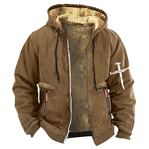 ORANDESIGNE Herren Winterjacke Parka Warm Gefüttert Fleece Innenfutter Hooded Bomberjacke Übergangsjacke Modern Jacke Mit Kapuze Hoodie Sweatjacke Kapuzenpullover Wintermantel Outdoor C Braun XXL von ORANDESIGNE