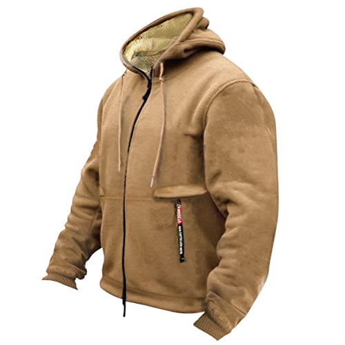 ORANDESIGNE Herren Winterjacke Parka Warm Gefüttert Fleece Innenfutter Hooded Bomberjacke Übergangsjacke Modern Jacke Mit Kapuze Hoodie Sweatjacke Kapuzenpullover Wintermantel Outdoor H Braun L von ORANDESIGNE