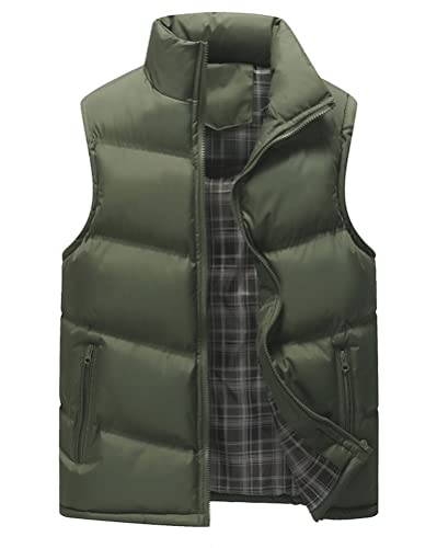 ORANDESIGNE Herren ärmellos Weste Steppweste Stehkragen Daunenweste Bodywarmer Outdoor Slim-fit Westen F Armeegrün L von ORANDESIGNE