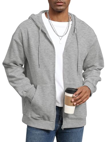 ORANDESIGNE Hoodie Herren Kapuzenpullover Zip Sweatjacke mit Kapuze Einfarbig Langarm Pullover Kapuzenjacke mit Taschen A Grau S von ORANDESIGNE