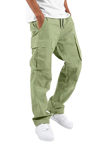 ORANDESIGNE Hosen Herren Cargohosen Baggy Sommerhose Leicht Stretch Lockere Chino Hose Lässig Modern Freizeithose Leichter Stoff Lang Sporthose Jogginghose Smaragdgrün L von ORANDESIGNE