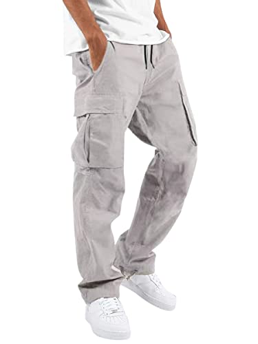 ORANDESIGNE Hosen Herren Cargohosen Baggy Sommerhose Leicht Stretch Lockere Chino Hose Lässig Modern Freizeithose Leichter Stoff Lang Sporthose Jogginghose Weiß L von ORANDESIGNE