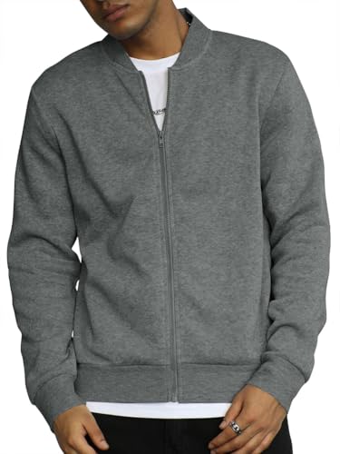 ORANDESIGNE Übergangsjacke Herren Jacke Bomberjacke Herbstjacke mit Reißverschluss Sweatjacke Ohne Kapuze A Dunkelgrau L von ORANDESIGNE
