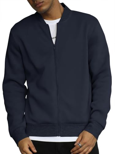 ORANDESIGNE Übergangsjacke Herren Jacke Bomberjacke Herbstjacke mit Reißverschluss Sweatjacke Ohne Kapuze A Dunkelblau XL von ORANDESIGNE