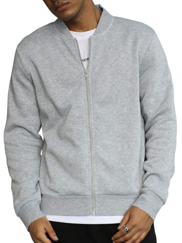 ORANDESIGNE Jacke Herren Sweatjacke Ohne Kapuze Leicht Langarm Sommerjacke mit Reißverschluss A Hellgrau L von ORANDESIGNE
