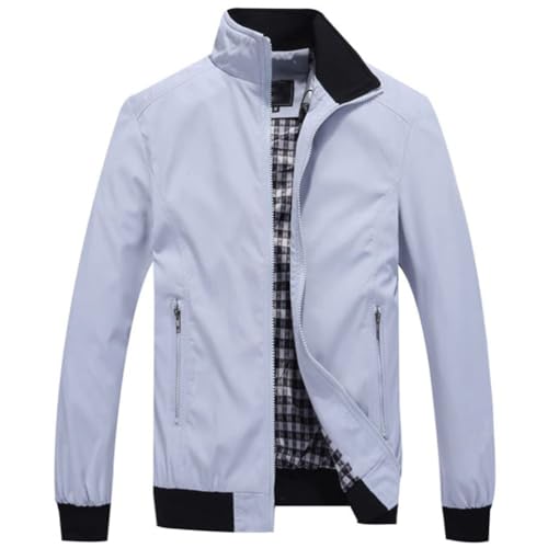 ORANDESIGNE Jacken Herren Leichte Freizeit Übergangsjacke Langarm Bomberjacke Outdoor Sportjacke Fliegerjacke Stehkragen Pilotenjacke Herbst Frühling Business Blouson mit Taschen A Hellgrau S von ORANDESIGNE