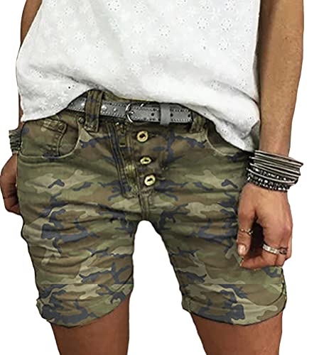 ORANDESIGNE Jeans Short Damen High Waist Denim Bermuda-Shorts Basic Stretch Shorts mit Aufschlag Tarnung Kurze Hose Short Boyfriend Caprihose im Used Look 01 Grün XXL ORANDESIGNE Jeans Short Damen High Waist Denim Bermuda-Shorts Basic Stretch Shorts mit Aufschlag Tarnung Kurze Hose Short Boyfriend Caprihose im Used Look 01 Grün XXL von ORANDESIGNE