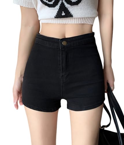 ORANDESIGNE Jeans Shorts Damen Kurze Hose Sommer Kurze Jeanshose Denim Tears Shorts Niedrigem Bund Hotpants F Schwarz L von ORANDESIGNE