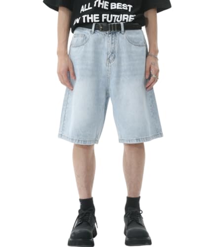 ORANDESIGNE Jeans Shorts Herren Baggy Jeanshorts Sommer Kurze Jeanshose Baggy Y2k Shorts Hip Hip G Hellblau S von ORANDESIGNE