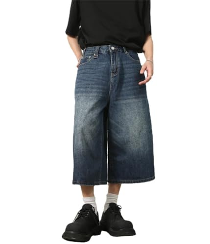 ORANDESIGNE Jeans Shorts Herren Baggy Jeanshorts Sommer Kurze Jeanshose Baggy Y2k Shorts Hip Hip Q Blau S von ORANDESIGNE