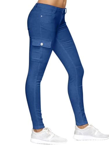 ORANDESIGNE Jeanshose Damen Stretch Röhrenjeans Hüfthose Niedrige Taille Skinny Slim Fit Denim Jeasn Elastisch Chunkyrayan Cargohose Jeans Hose Sommer Jeansoptik Freizeithose Sommerhose A Blau 3XL von ORANDESIGNE