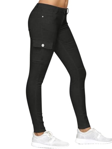 ORANDESIGNE Jeanshose Damen Stretch Röhrenjeans Hüfthose Niedrige Taille Skinny Slim Fit Denim Jeasn Elastisch Chunkyrayan Cargohose Jeans Hose Sommer Jeansoptik Freizeithose Sommerhose A Schwarz M von ORANDESIGNE