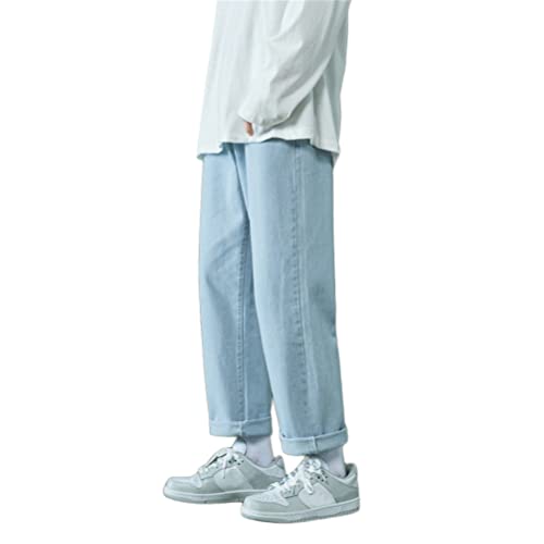 ORANDESIGNE Jeanshosen Herren Hose mit Weitem Bein Jeans Casual Relaxed Fit Jeanshose Denim Hosen Baggy Hip Hop Jeans Vintage Ausgestellte Jeans Straight Leg Streetwear F Hellblau L von ORANDESIGNE