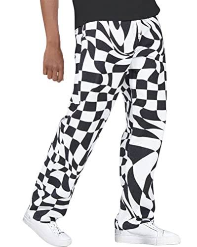 ORANDESIGNE Jeanshosen Herren Hose mit Weitem Bein Patchwork Baggy Jeans Casual Relaxed Fit Jeanshose Denim Hosen Hip Hop Jeans Vintage Straight Leg Streetwear F Schwarz M von ORANDESIGNE