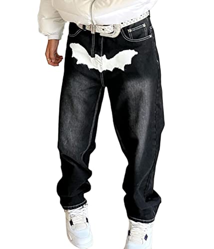 ORANDESIGNE Jeanshosen Herren Hose mit Weitem Bein Patchwork Jeans Casual Relaxed Fit Jeanshose Denim Hosen Baggy Hip Hop Jeans Vintage Y2K Straight Leg Streetwear A Schwarz XL ORANDESIGNE Jeanshosen Herren Hose mit Weitem Bein Patchwork Jeans Casual Relaxed Fit Jeanshose Denim Hosen Baggy Hip Hop Jeans Vintage Y2K Straight Leg Streetwear A Schwarz XL von ORANDESIGNE