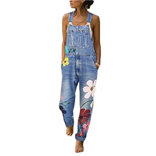 ORANDESIGNE Jeanslatzhose Damen Latzhose Jeans Lange Hose Denim Overall Jumpsuit Playsuit Jeans Vintage Loose Fit Hoseanzug Romper A Blau Small von ORANDESIGNE