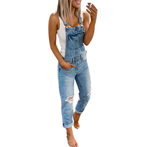ORANDESIGNE Jeanslatzhose Damen Latzhose Jeans Lange Hose Denim Overall Jumpsuit Playsuit Jeans Vintage Loose Fit Hoseanzug Romper D Blau XX-Large von ORANDESIGNE