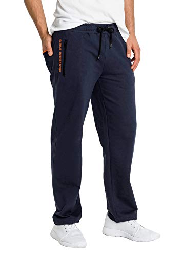 ORANDESIGNE Jogginghose Herren Baumwolle Ohne Bündchen mit Reißverschlusstaschen Sport Trousers komfortable Trainingshose Freizeithose Dunkelblau L von ORANDESIGNE