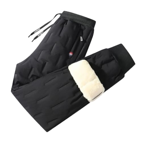 ORANDESIGNE Jogginghose Herren Freizeithose Warm Sweatpants Fleece Gefütterte Daunenhose Jogger Hosen Thermo Sporthose Winterhose Lässige Lose Trainingshose Winter mit Taschen A Schwarz 01 XS von ORANDESIGNE