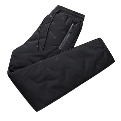 ORANDESIGNE Jogginghose Herren Freizeithose Warm Sweatpants Fleece Gefütterte Daunenhose Jogger Hosen Thermo Sporthose Winterhose Lässige Lose Trainingshose Winter mit Taschen B Schwarz 02 XL von ORANDESIGNE