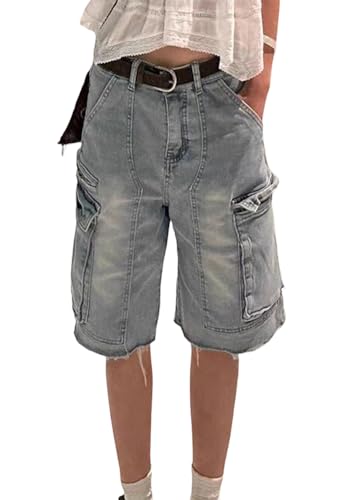 ORANDESIGNE Jorts Baggy Damen Kurze Jeans Unisex Herren Jeans Shorts Y2K Lockere Denim Bermuda-Shorts G Blau M von ORANDESIGNE