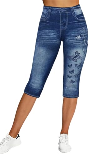 ORANDESIGNE Kurze Jeanshose Damen Capri Leggings Sommer Leggings Jeansoptik Caprihose Kurze Hosen Knielange Denim Leggings Hosen Jeggings Stretch Capri Jeans B Dunkelblau XL ORANDESIGNE Kurze Jeanshose Damen Capri Leggings Sommer Leggings Jeansoptik Caprihose Kurze Hosen Knielange Denim Leggings Hosen Jeggings Stretch Capri Jeans B Dunkelblau XL von ORANDESIGNE